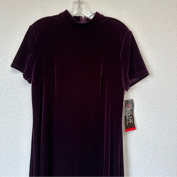 Vintage Helene Blake Purple Velvet Velour Knit Dress size Large - Picture 2 of 8